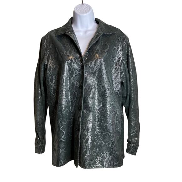 CARINA Jackets & Blazers - Vintage Carina Women's Gray Snakeskin Leather Jacket Size M Y2K Glam Rock Edgy